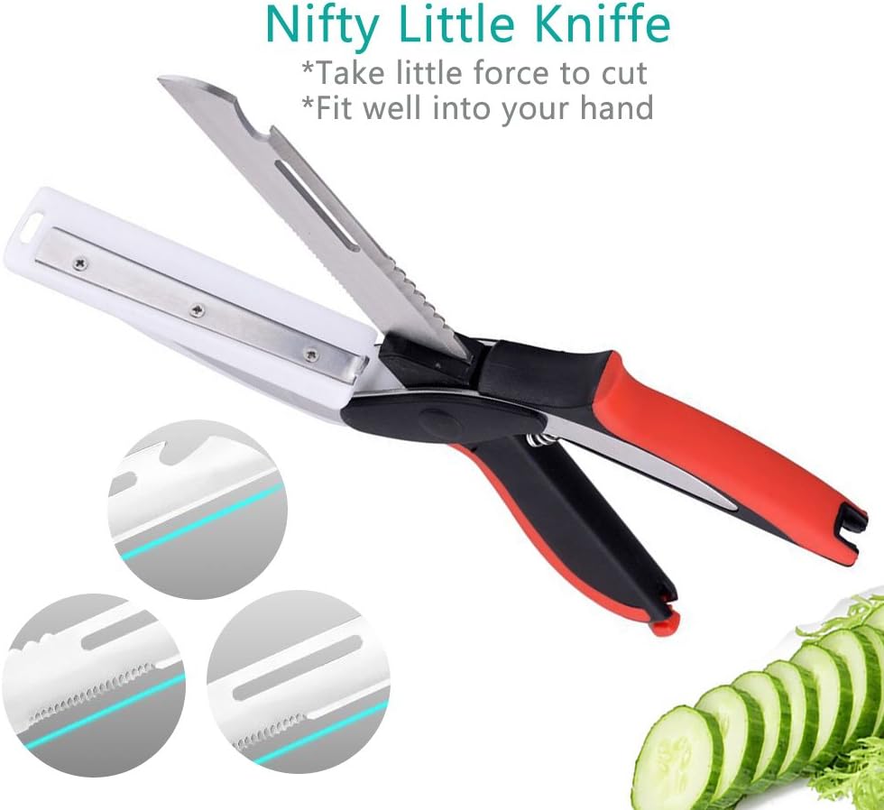2 In 1 Clever Cutter Kitchen Scissors Quick Vegetable Cutter Vegetable Chopper