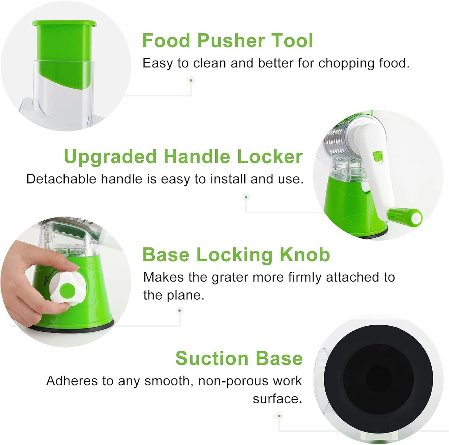 3 in 1 Rotary Vegetables Mandoline/Cutter - Manual Tabletop Drum Cutter