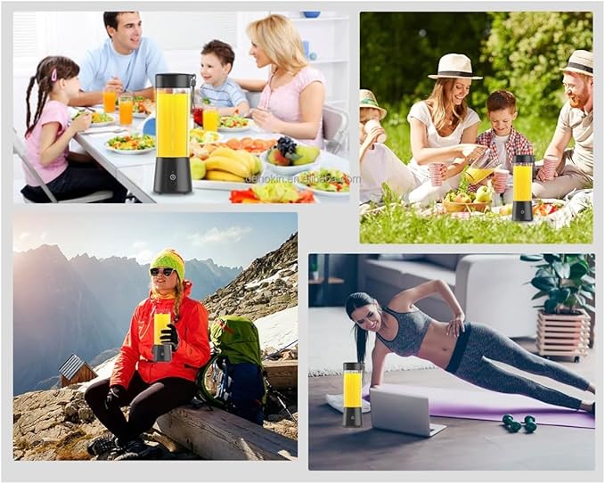 6 Blades Electric Blender Mini Portable Juicer Usb Rechargeable 380ml (random Color)