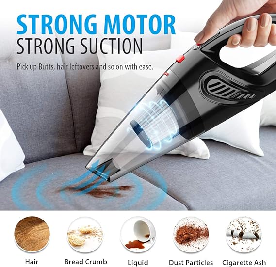 Handheld Vacuum, Hand Vacuum Cordless With High Power, Mini Vacuum Cleaner Handheld Rechargeable For Home And Car Cleaning