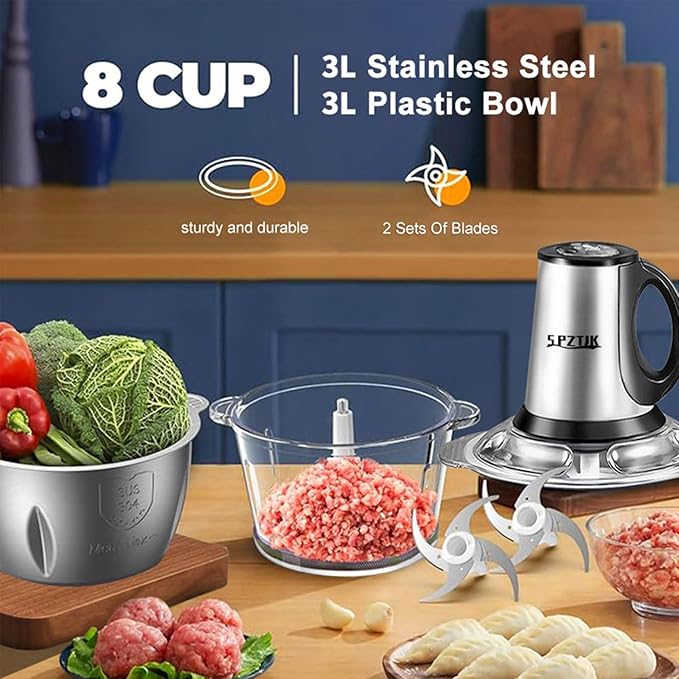 Electric Meat Chopper Machine 3-liter Capacity 400 Watts Motor Silver Chopper | Best Quality Chopper