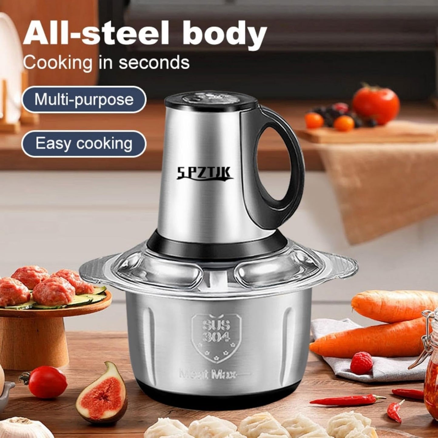 Electric Meat Chopper Machine 3-liter Capacity 400 Watts Motor Silver Chopper | Best Quality Chopper
