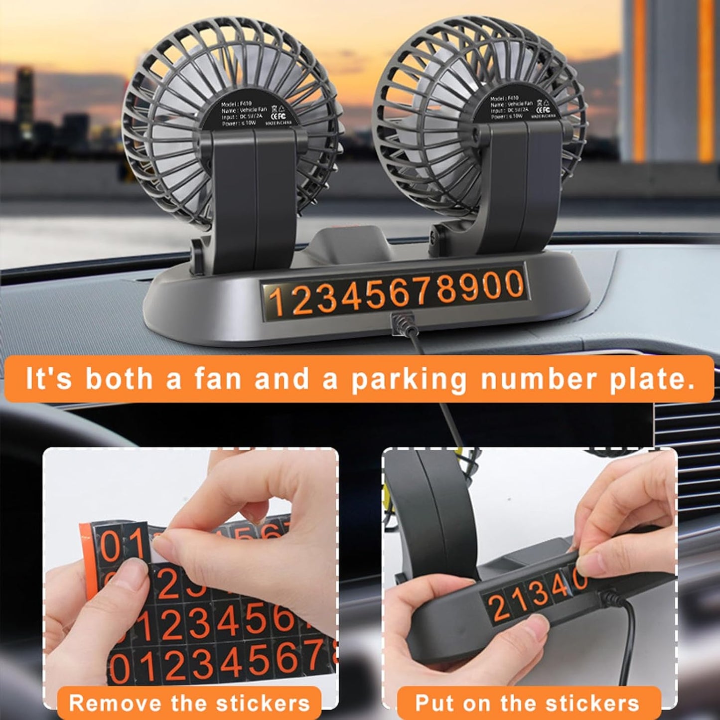 Universal Dual Head Car Fan – 12V Mini Electric Cooling Fan