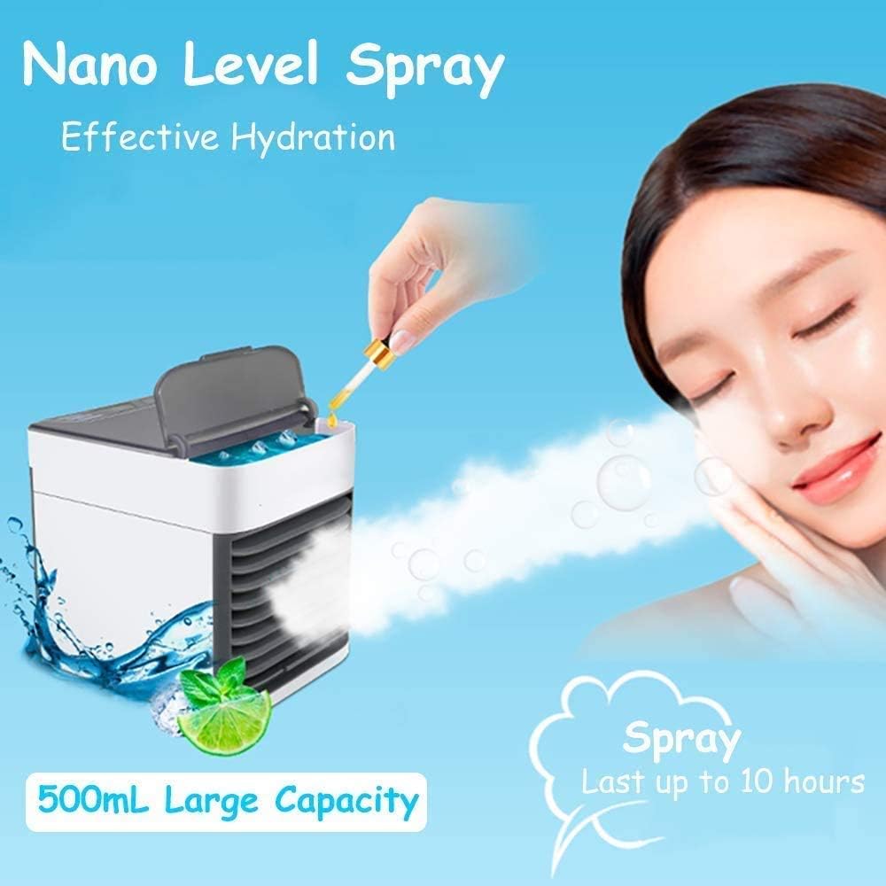 Mini Portable Air Cooler, Personal Space Cooler Easy to fill water and mood led light for Home & Office