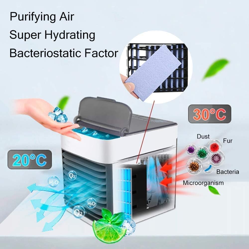 Mini Portable Air Cooler, Personal Space Cooler Easy to fill water and mood led light for Home & Office