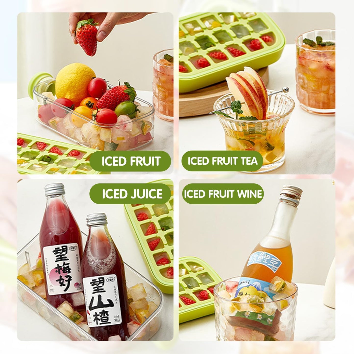 2 in 1 Touch-Free Ice Cube Tray Water Bottle