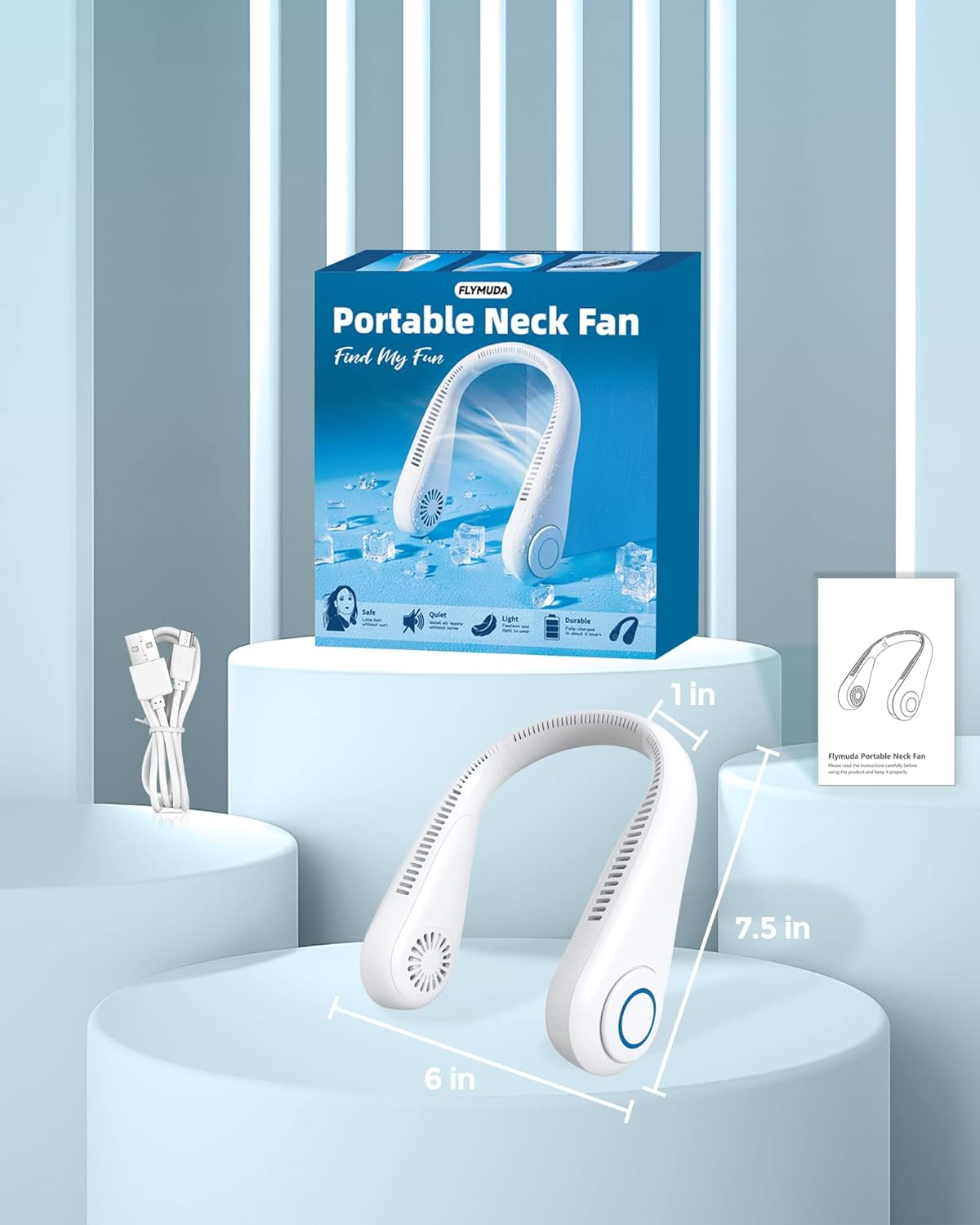 USB Rechargeable Portable Bladeless Neck Fan Box Pack