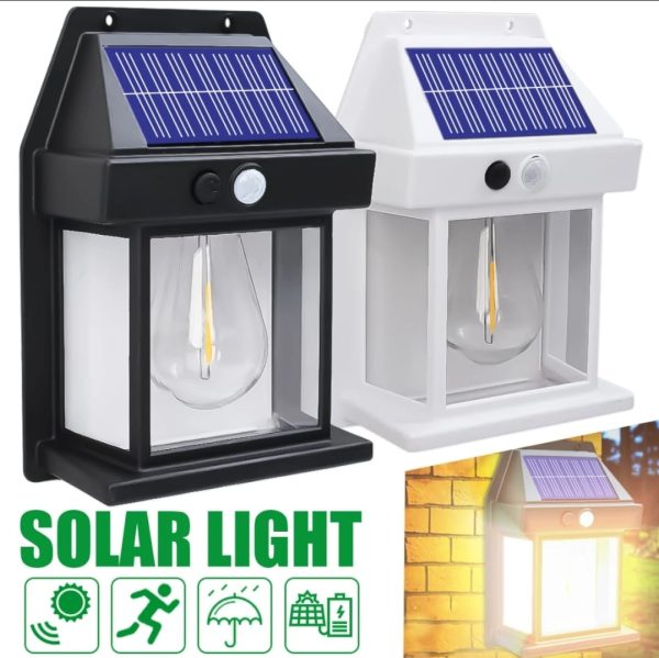 Solar Power Motion Sensor Human Body Induction Led Wall Light Waterproof Tungsten Filament Lamp Outdoor Garden