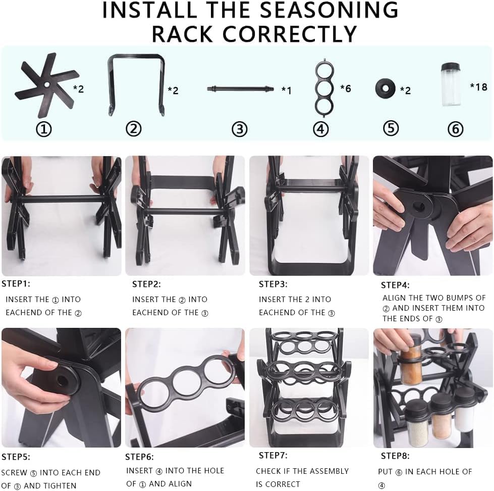 Rotating Spice Rack With 18Pcs Jar for Kitchen Counter