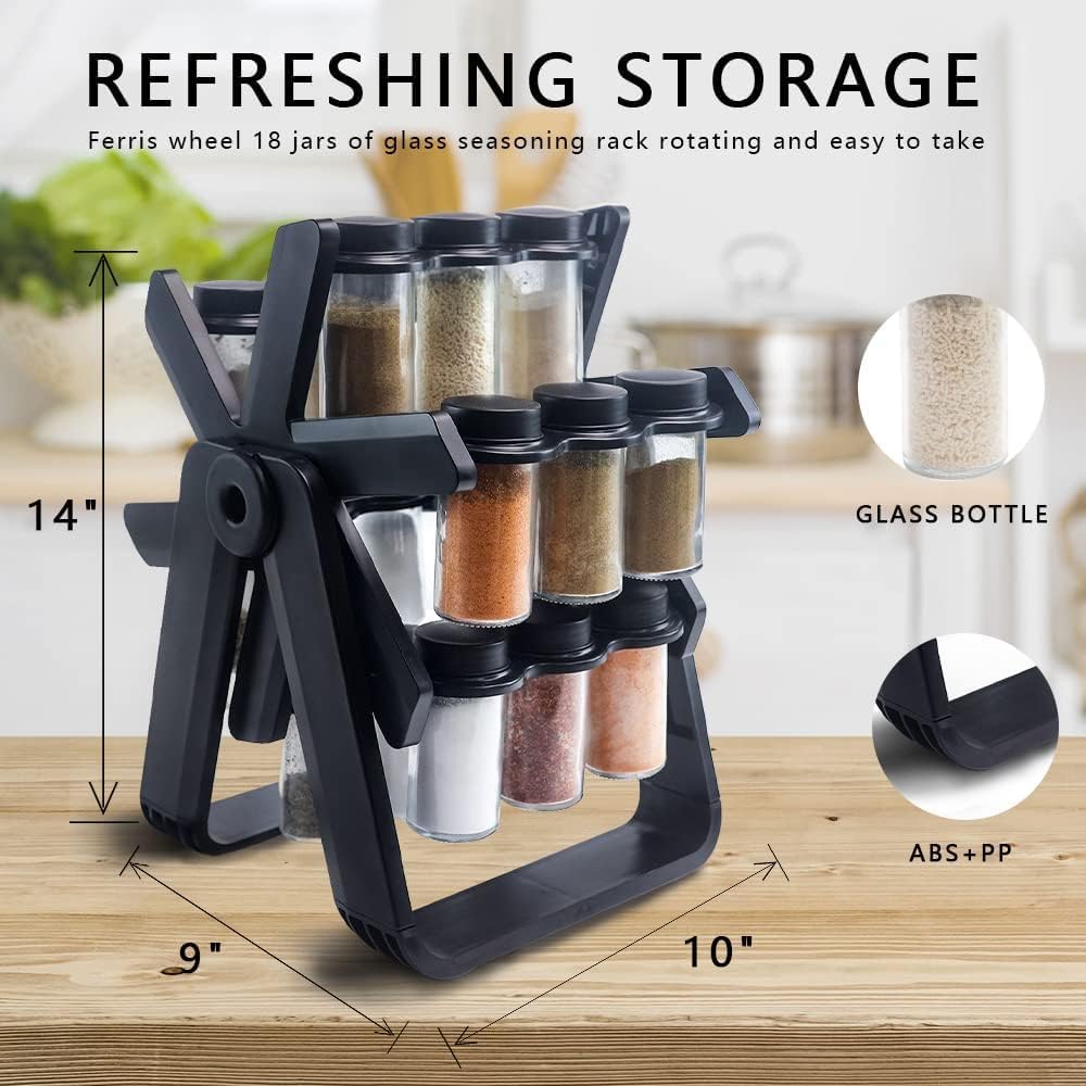 Rotating Spice Rack With 18Pcs Jar for Kitchen Counter