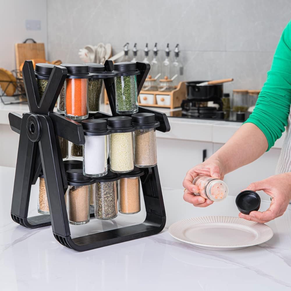 Rotating Spice Rack With 18Pcs Jar for Kitchen Counter