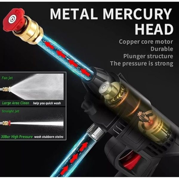Portable High Pressure Car Washing Gun, Rechargeable Foam Machine Water Gun, Electric Cordless Pressure Spray Water Gun