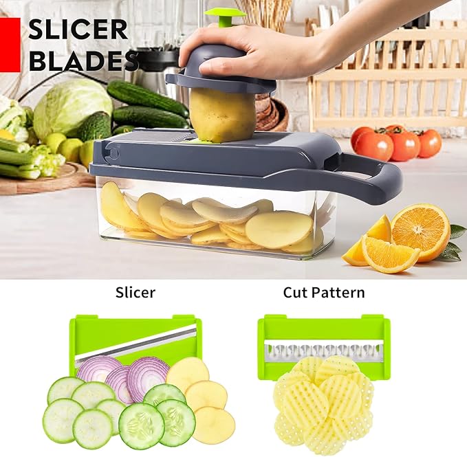 16 In 1 Multifunctional Vegetable Slicer Cutter Shredders Slicer With Basket Fruit Potato Chopper Carrot Grater