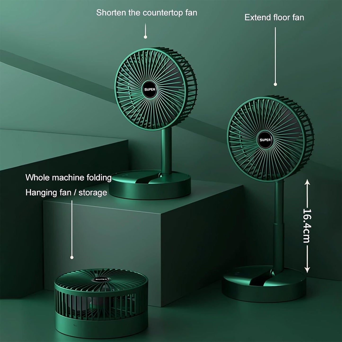 Portable Telescopic Folding Fan Table Desk Fan | 3 Speeds Adjustable Height Fan (random Color)