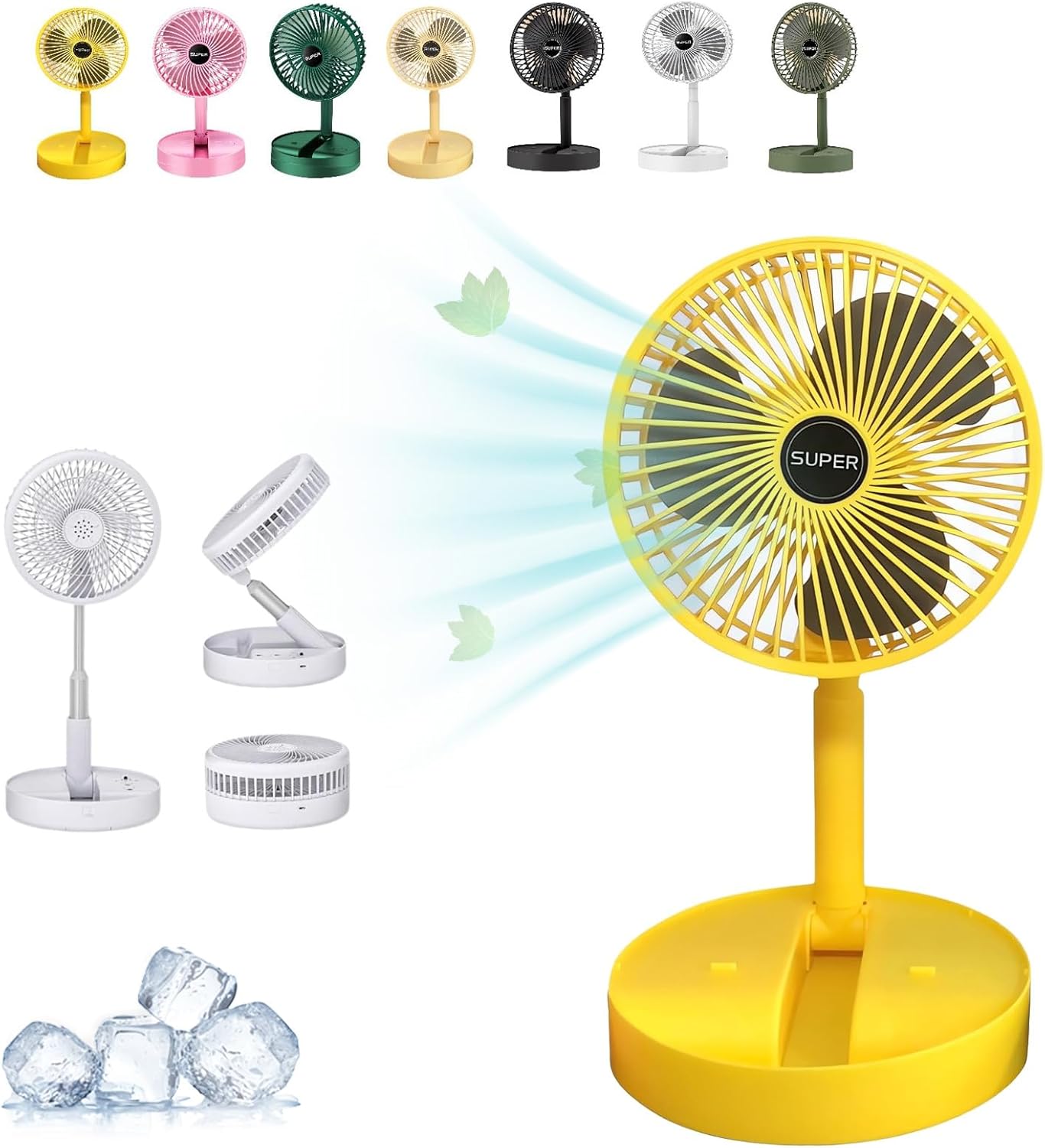 Portable Telescopic Folding Fan Table Desk Fan | 3 Speeds Adjustable Height Fan (random Color)