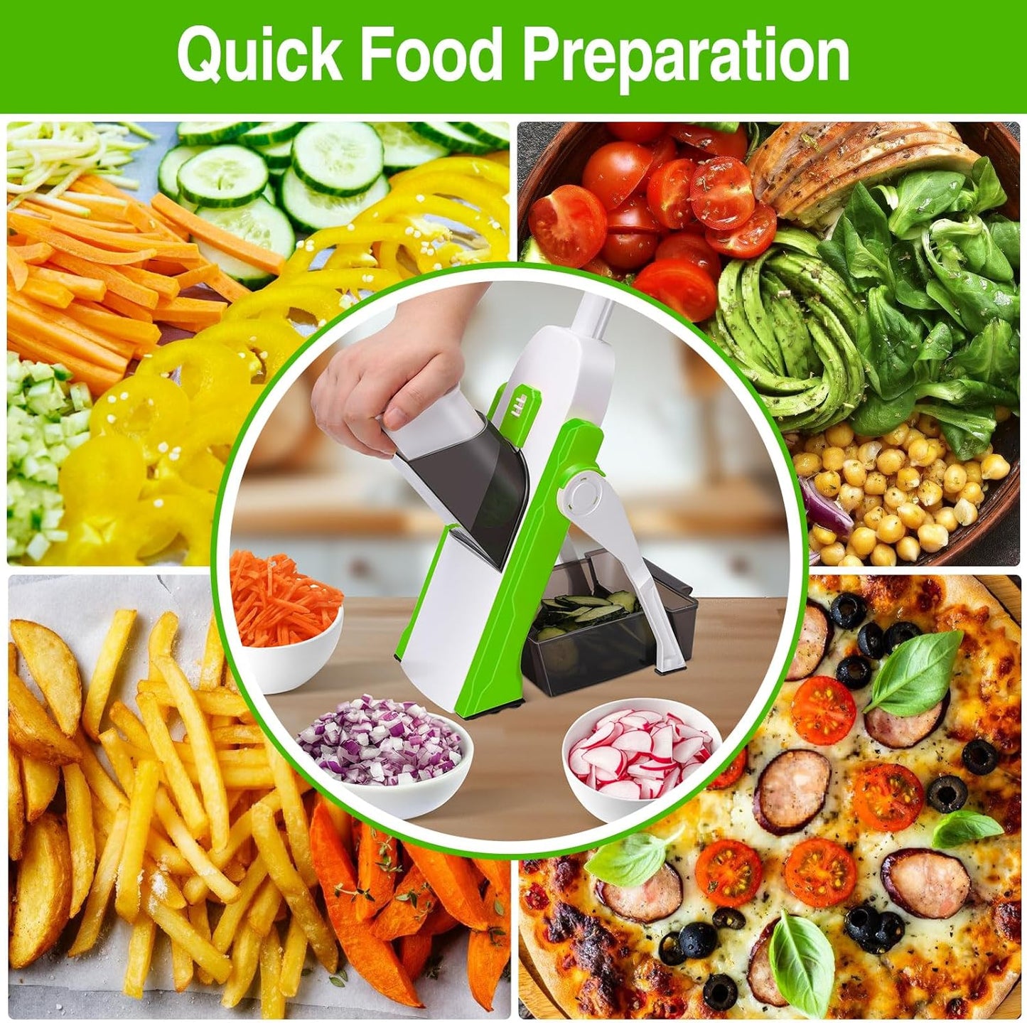 5 In 1 Mandoline Vegetable Slicer Food Chopper, Vegetable Cutter, Quick Fruit Dicer (random Color)