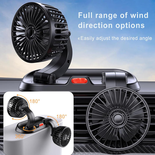 Universal Dual Head Car Fan – 12V Mini Electric Cooling Fan