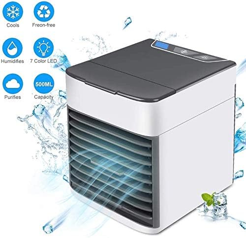 Mini Portable Air Cooler, Personal Space Cooler Easy to fill water and mood led light for Home & Office