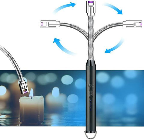 Arc Lighter With Usb Charging,flameless Windproof,led Battery Display,safety Switch | Rotate 360 Degrees, For Aromatherapy