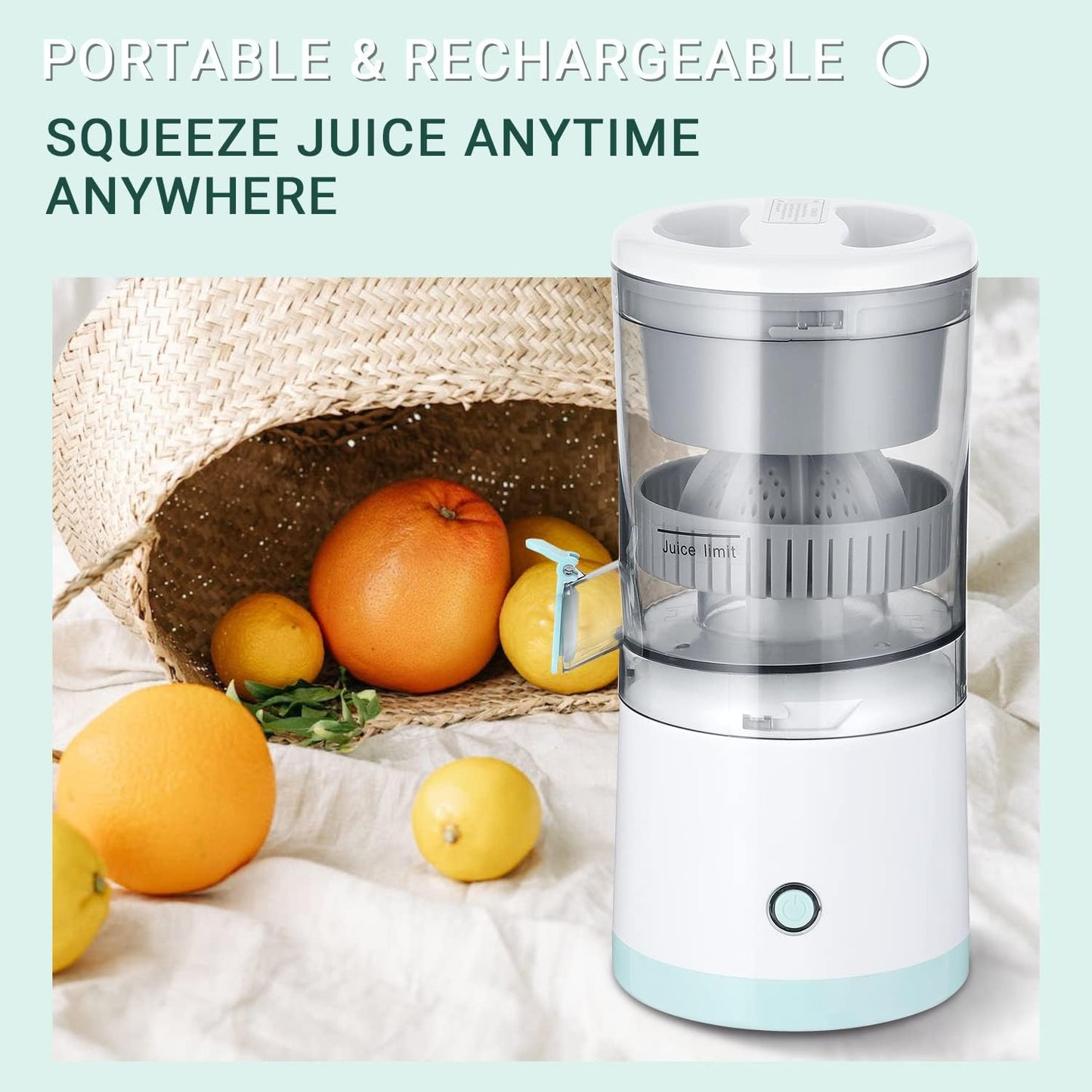 Electric Citrus Juicer Portable Squeezer USB Charging for Lemon Lime Orange Grapefruit Juice suitable for Travel Gym Picnic Camping Kitchen