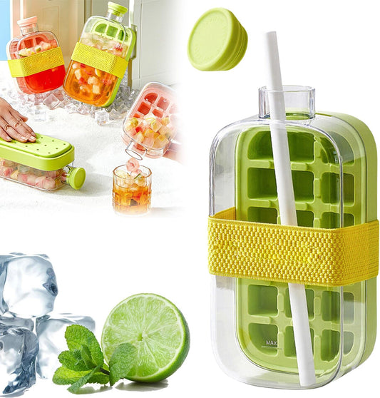 2 in 1 Touch-Free Ice Cube Tray Water Bottle