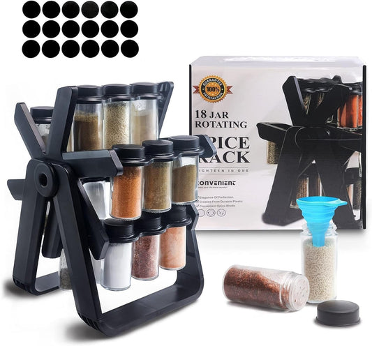 Rotating Spice Rack With 18Pcs Jar for Kitchen Counter