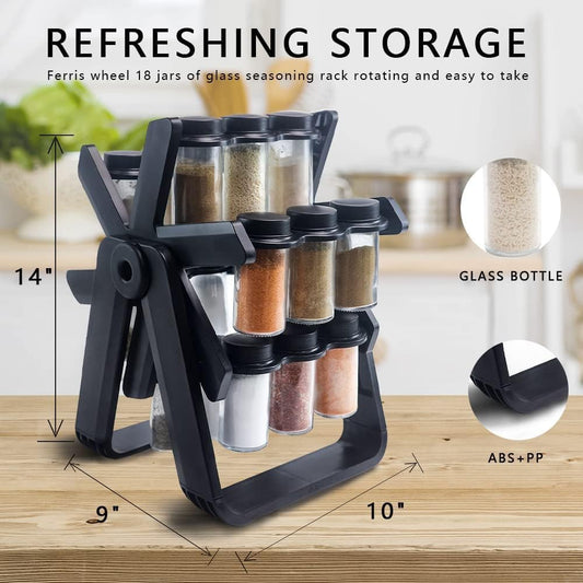 Rotating Spice Rack With 18Pcs Jar for Kitchen Counter